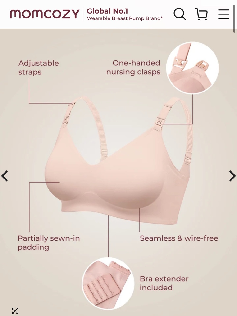 Momcozy Nursing Bra in Beige (New with Tags)